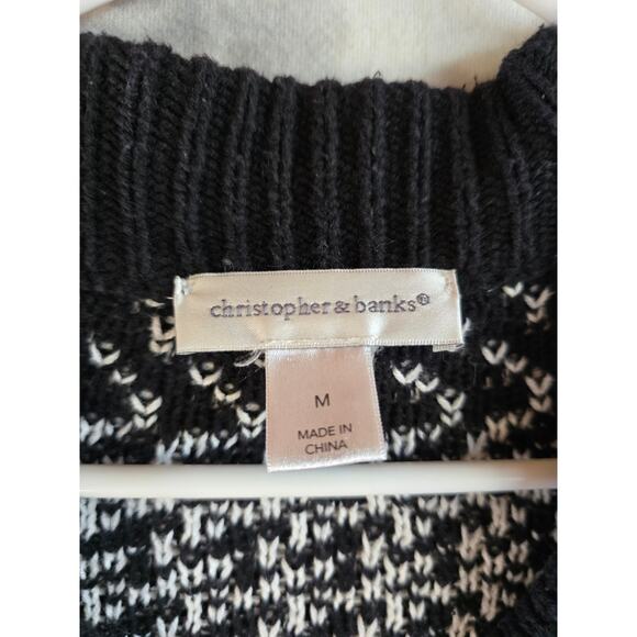 Christopher & Banks Zip Up Sweater Black and White Women's Size M - Picture 3 of 8